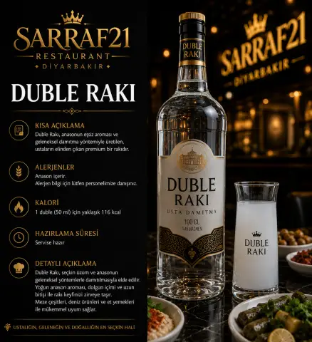 DUBLE RAKI - Sarraf21 Diyarbakır menü